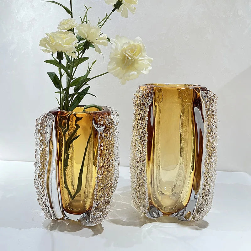 Modern Light Luxury Amber Glazed Art Vase Decoration Living Room Decoration porch Table Top Flower Arrangement Decoration
